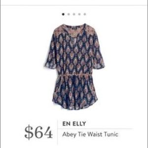 Stitch Fix En Elly Abey Tie Waist Blue Ikat Tunic